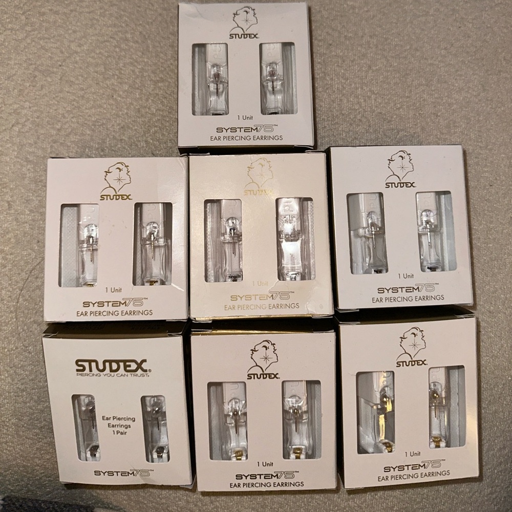 Real 14kt white gold and yellow Gold Ear Piercing Earrings